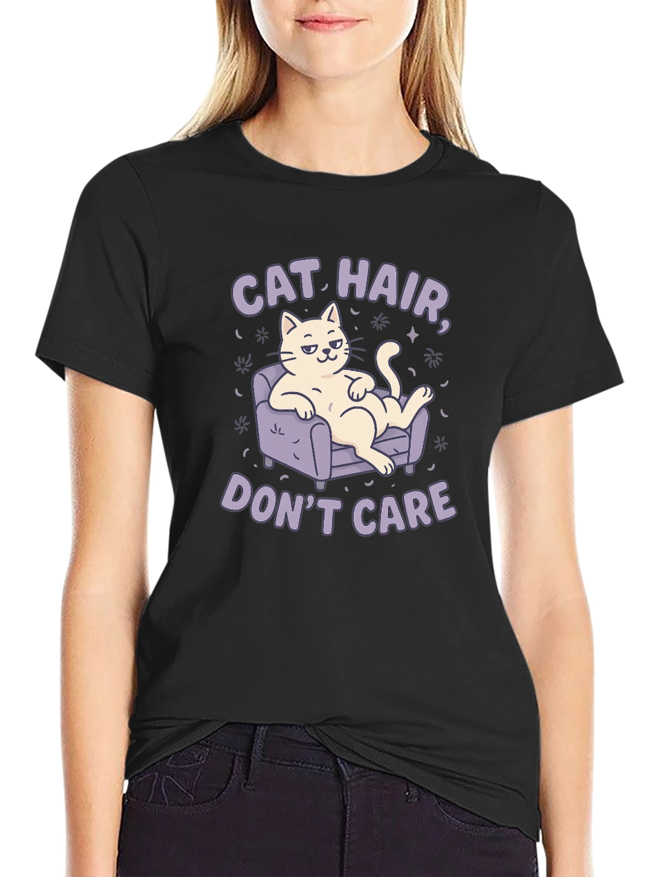 Cat Hair Dont Care Graphic Tee