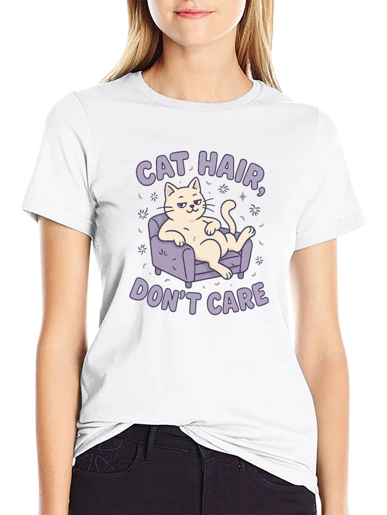 Cat Hair Dont Care Graphic Tee