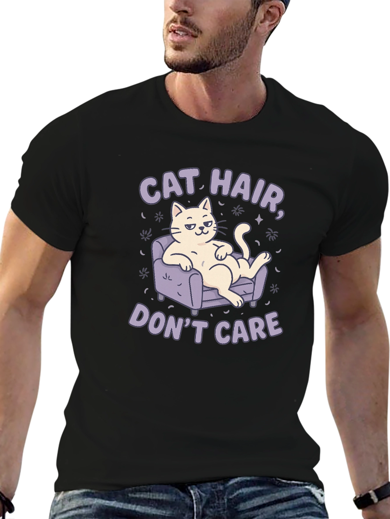 Cat Hair Dont Care Graphic Tee