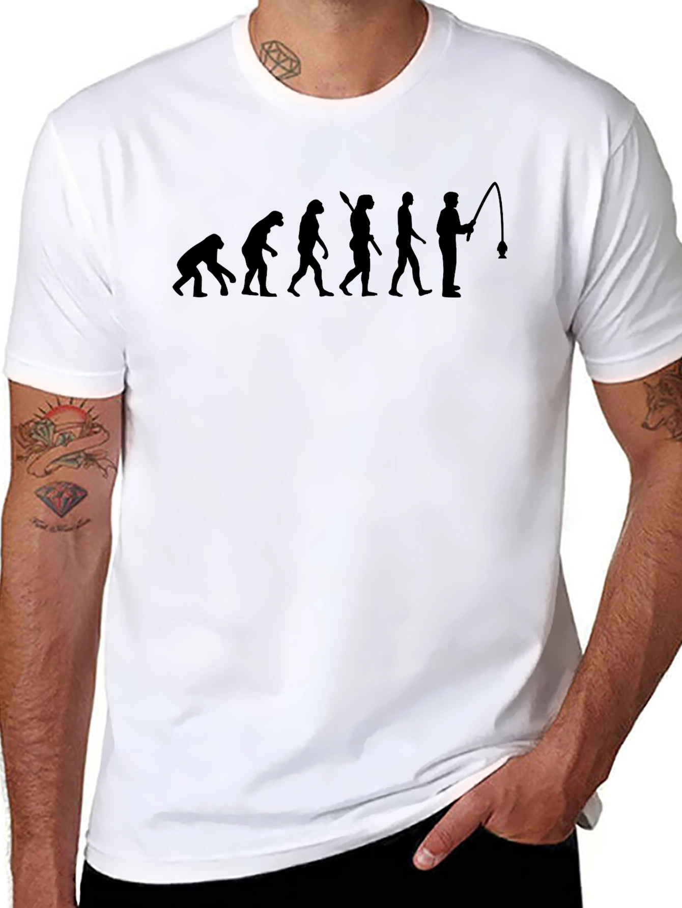 Evolution of Fishing Black T-Shirt - Funny Fisherman Tee