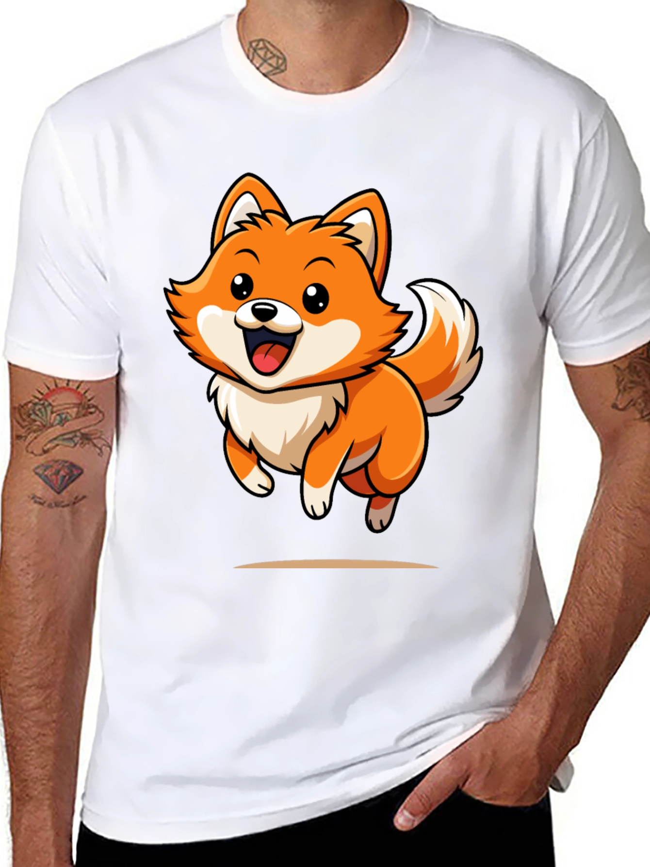 Cute Cartoon Fox Graphic Tee - Black Unisex Shirt