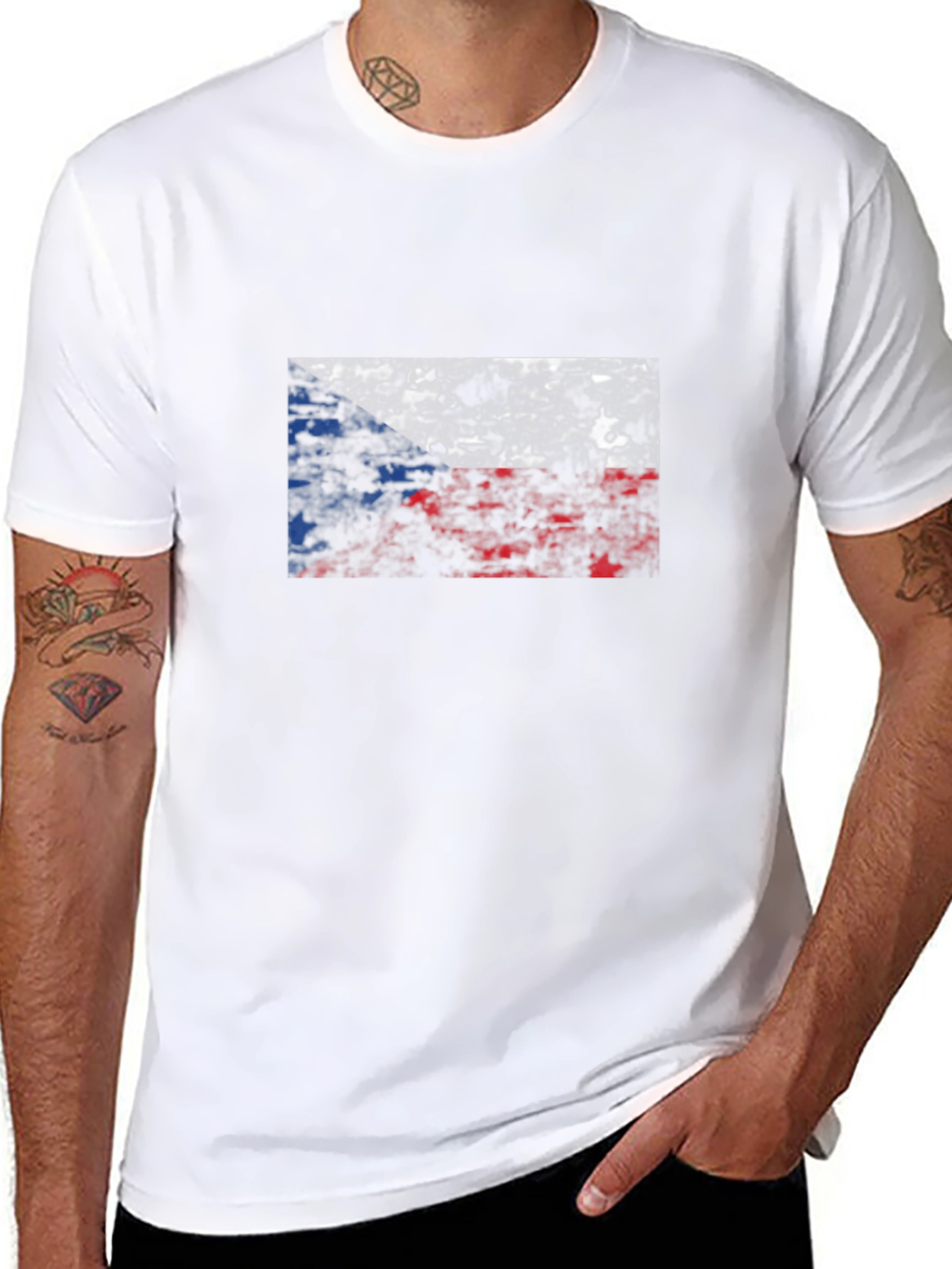 Czech Republic Flag Black T-Shirt