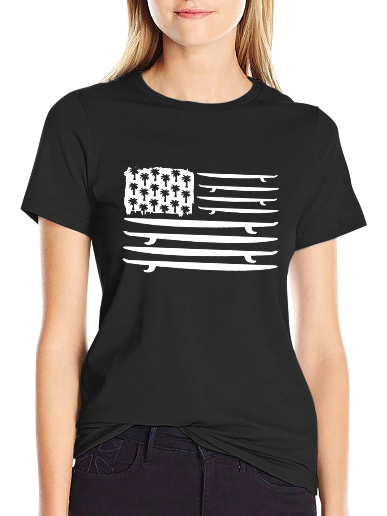 Surfboard American Flag T-Shirt