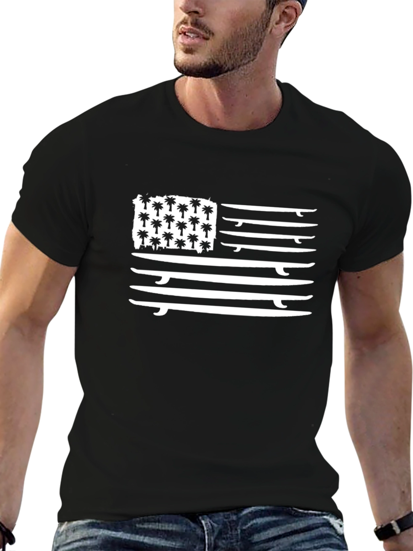 Surfboard American Flag T-Shirt
