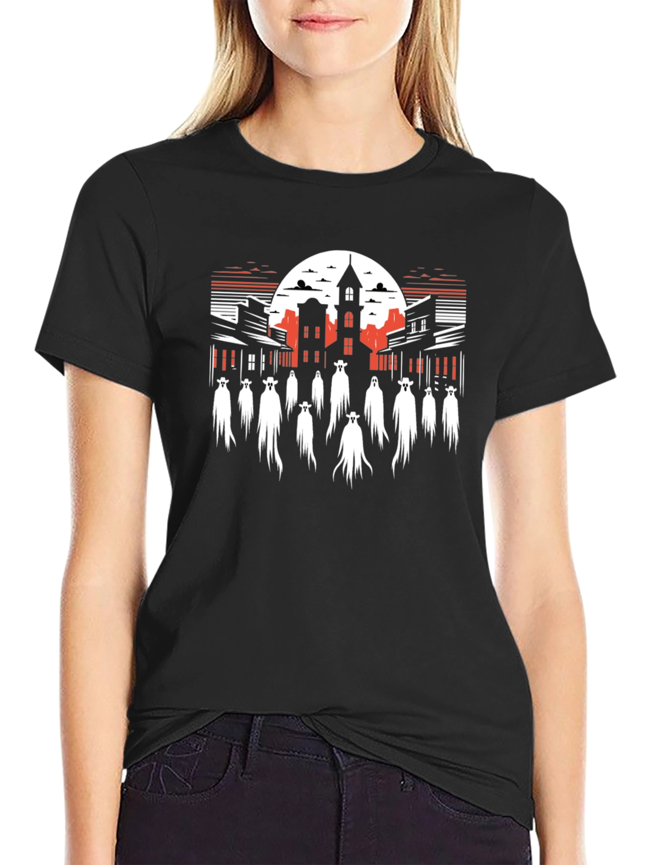 Ghost Town Graphic Tee - Halloween Western T-Shirt