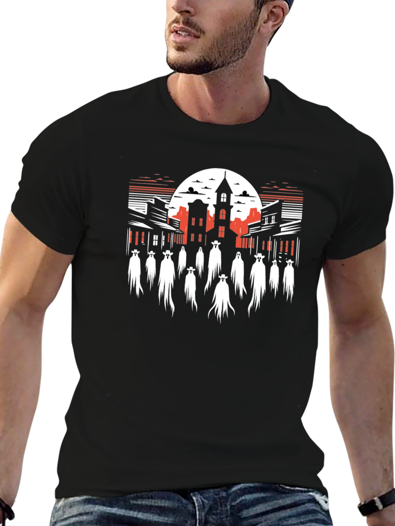 Ghost Town Graphic Tee - Halloween Western T-Shirt