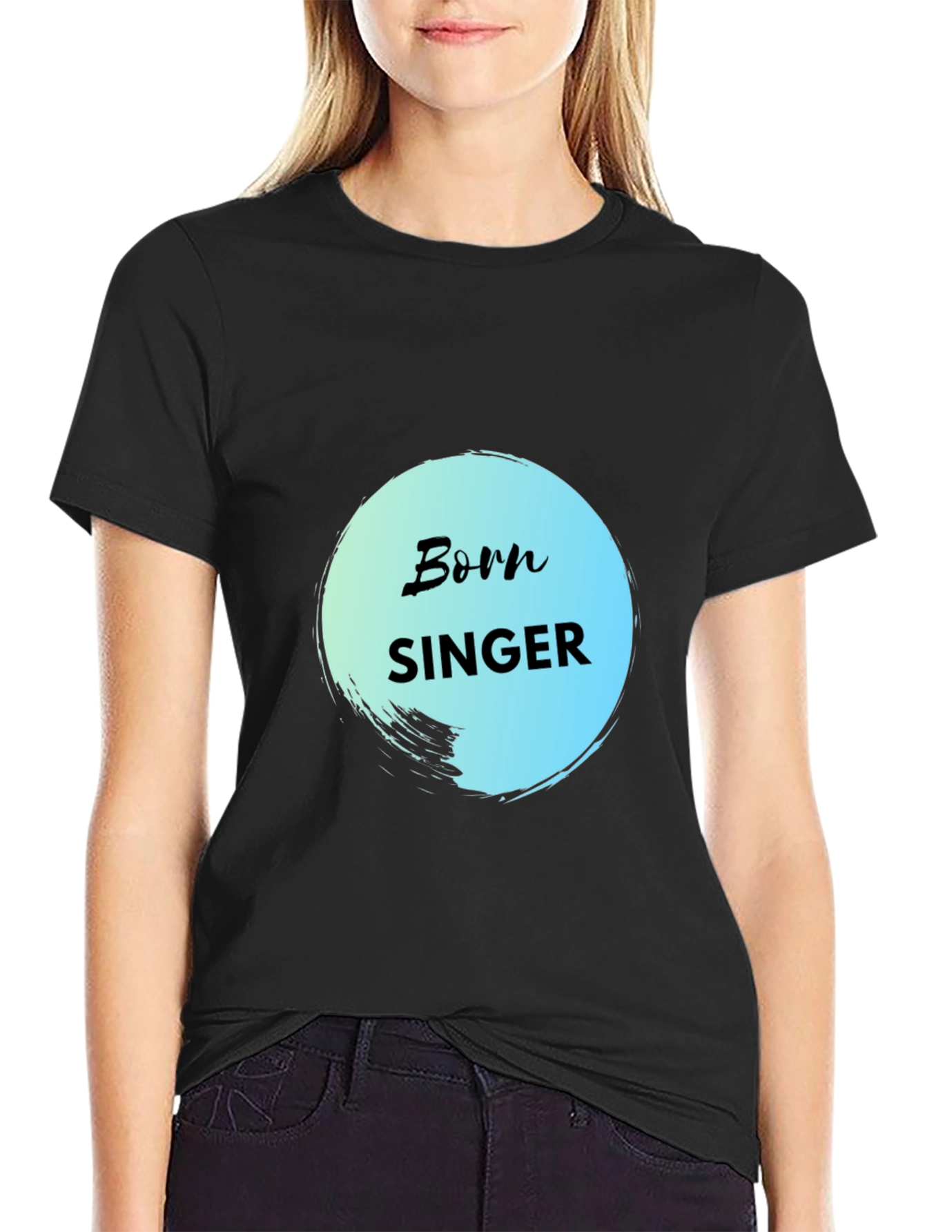 Born Singer Black Cotton Graphic Tee