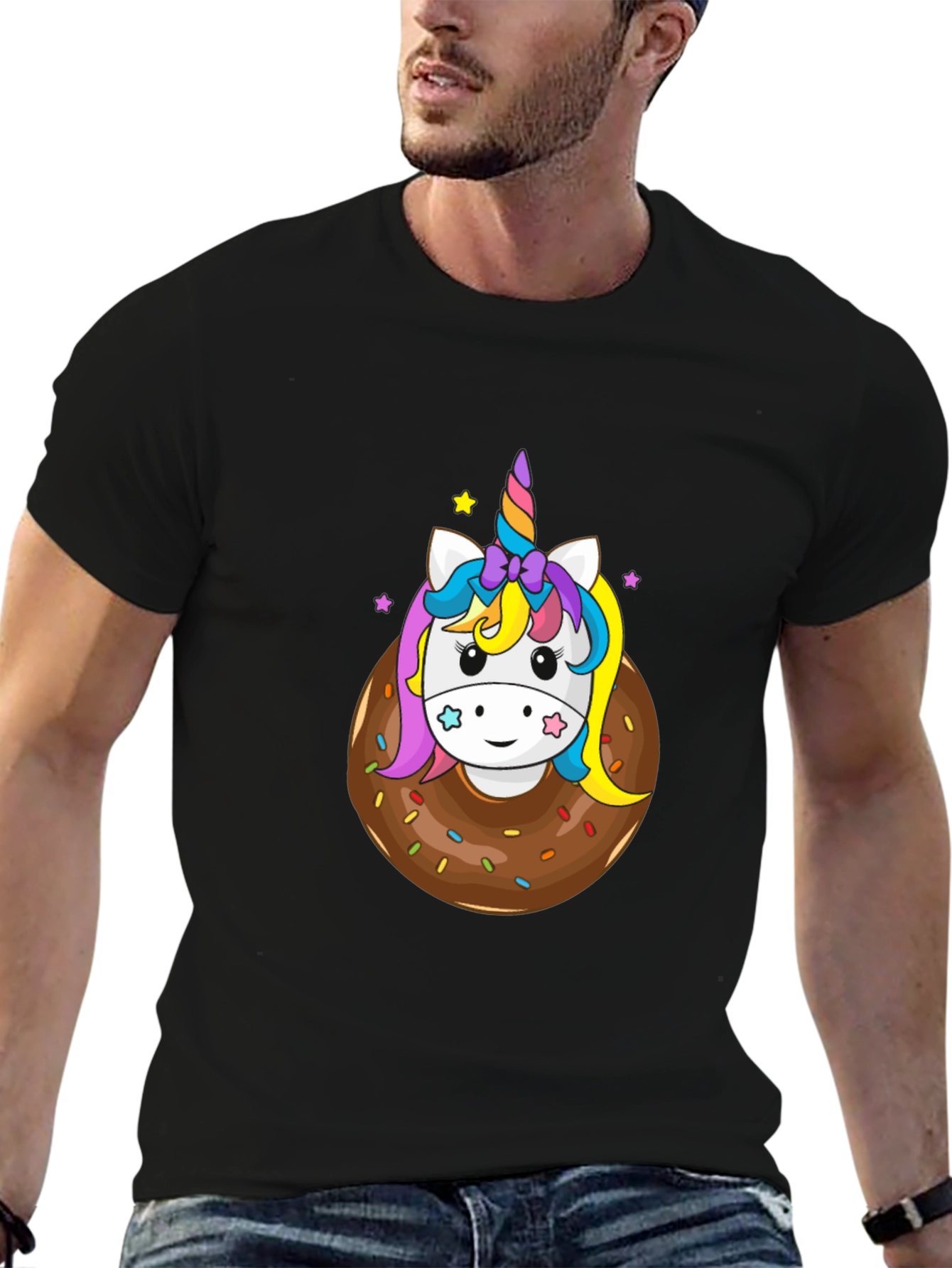 Unicorn Donut Graphic Tee - Black