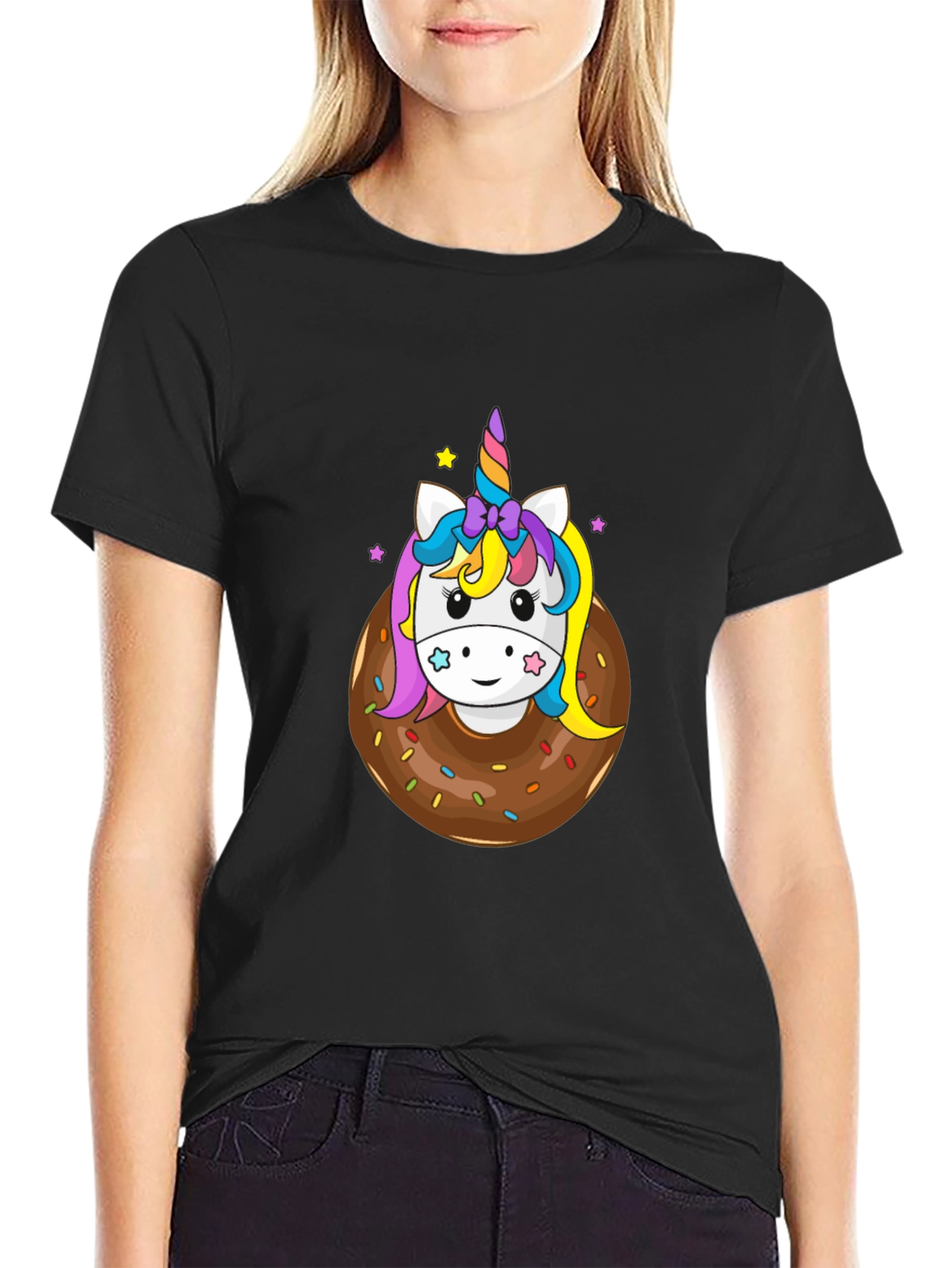 Unicorn Donut Graphic Tee - Black