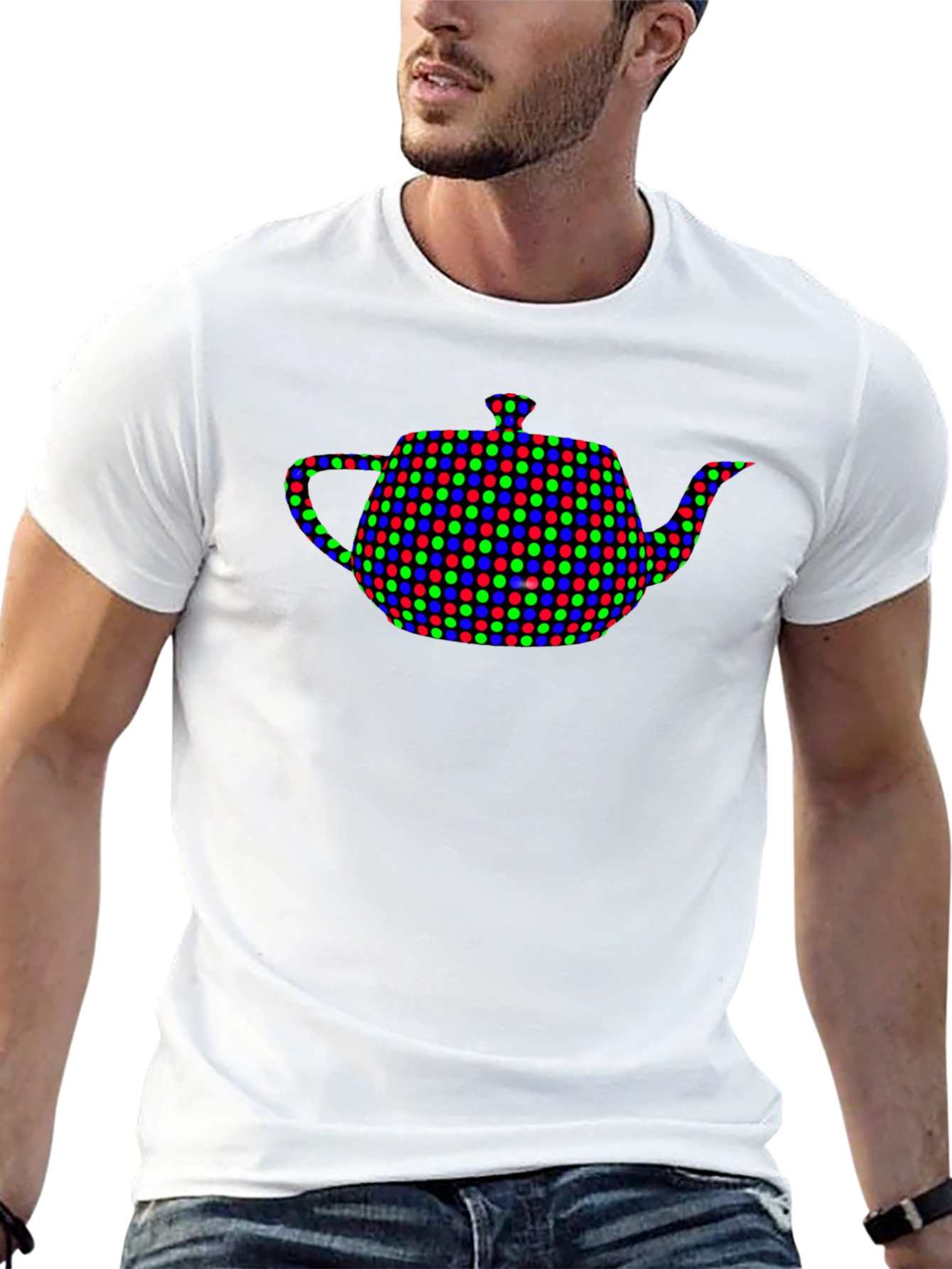 Teapot Dot Pattern Black T-Shirt