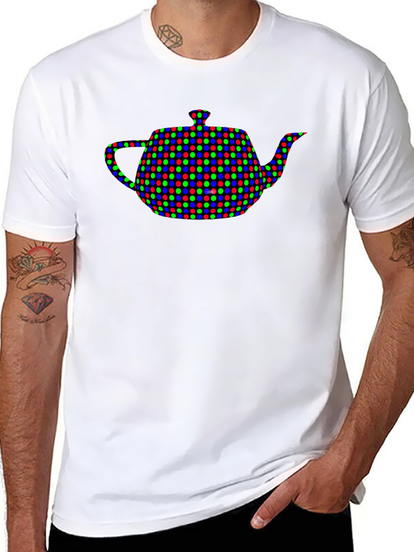 Teapot Dot Pattern Black T-Shirt