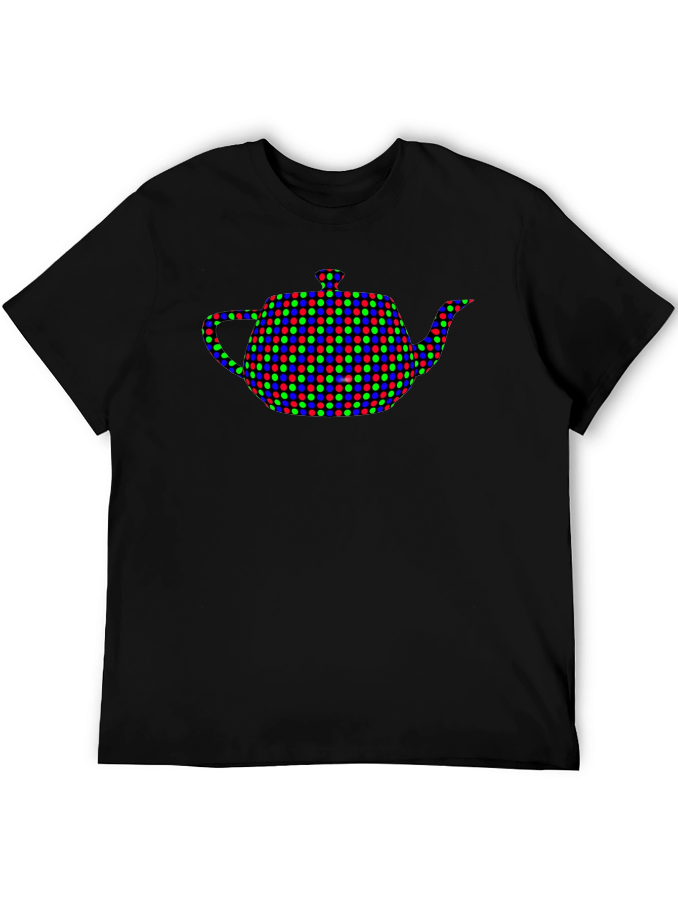 Teapot Dot Pattern Black T-Shirt