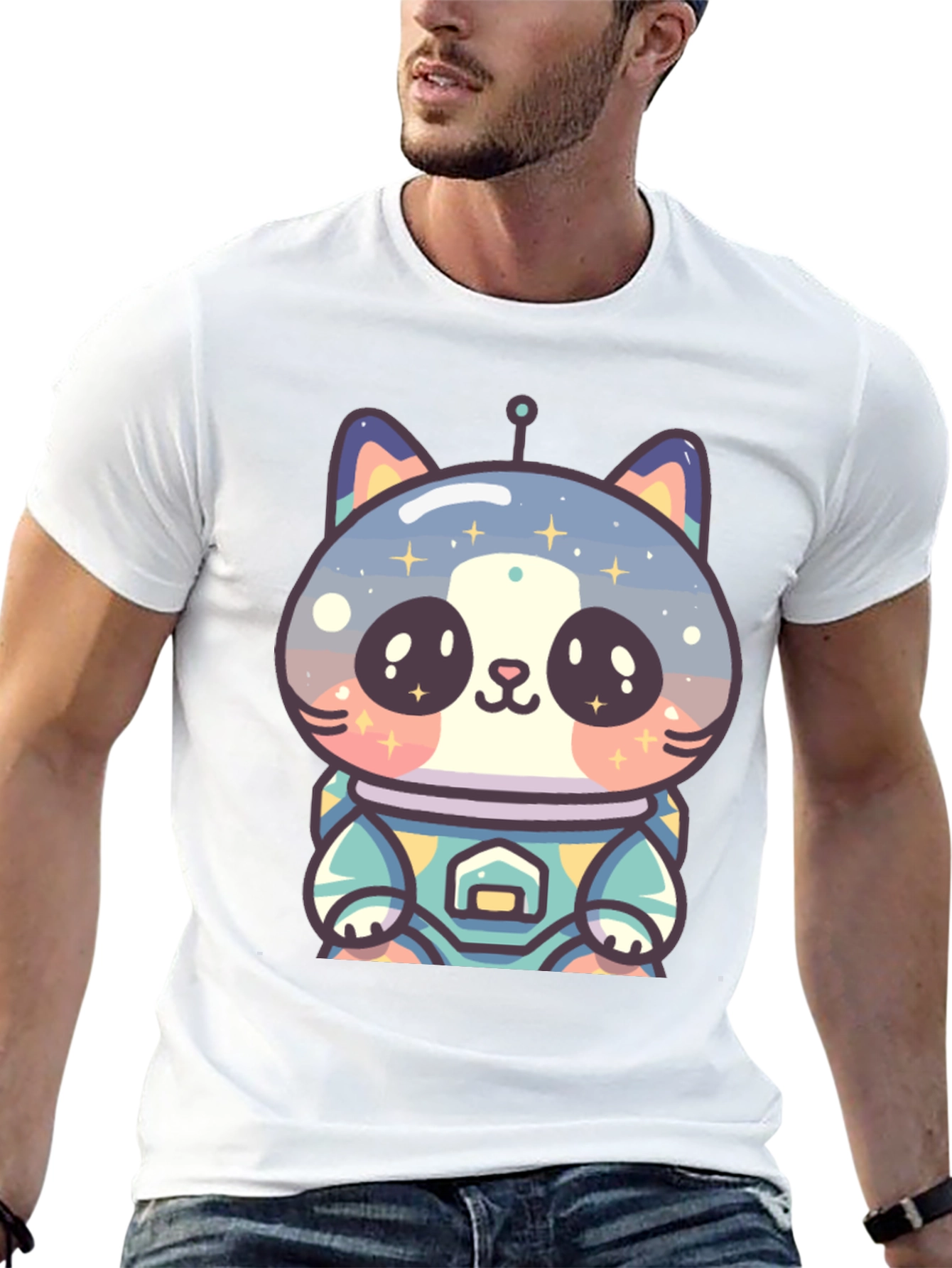 Astronaut Cat T-Shirt - Black Unique Design