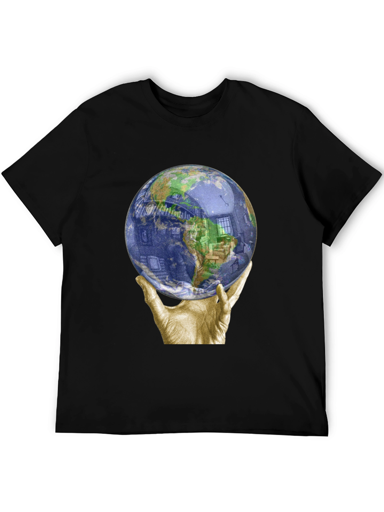 Globe Held by Hands Graphic T-Shirt