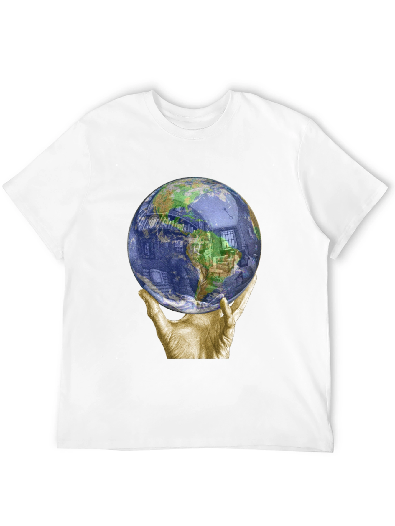 Globe Held by Hands Graphic T-Shirt