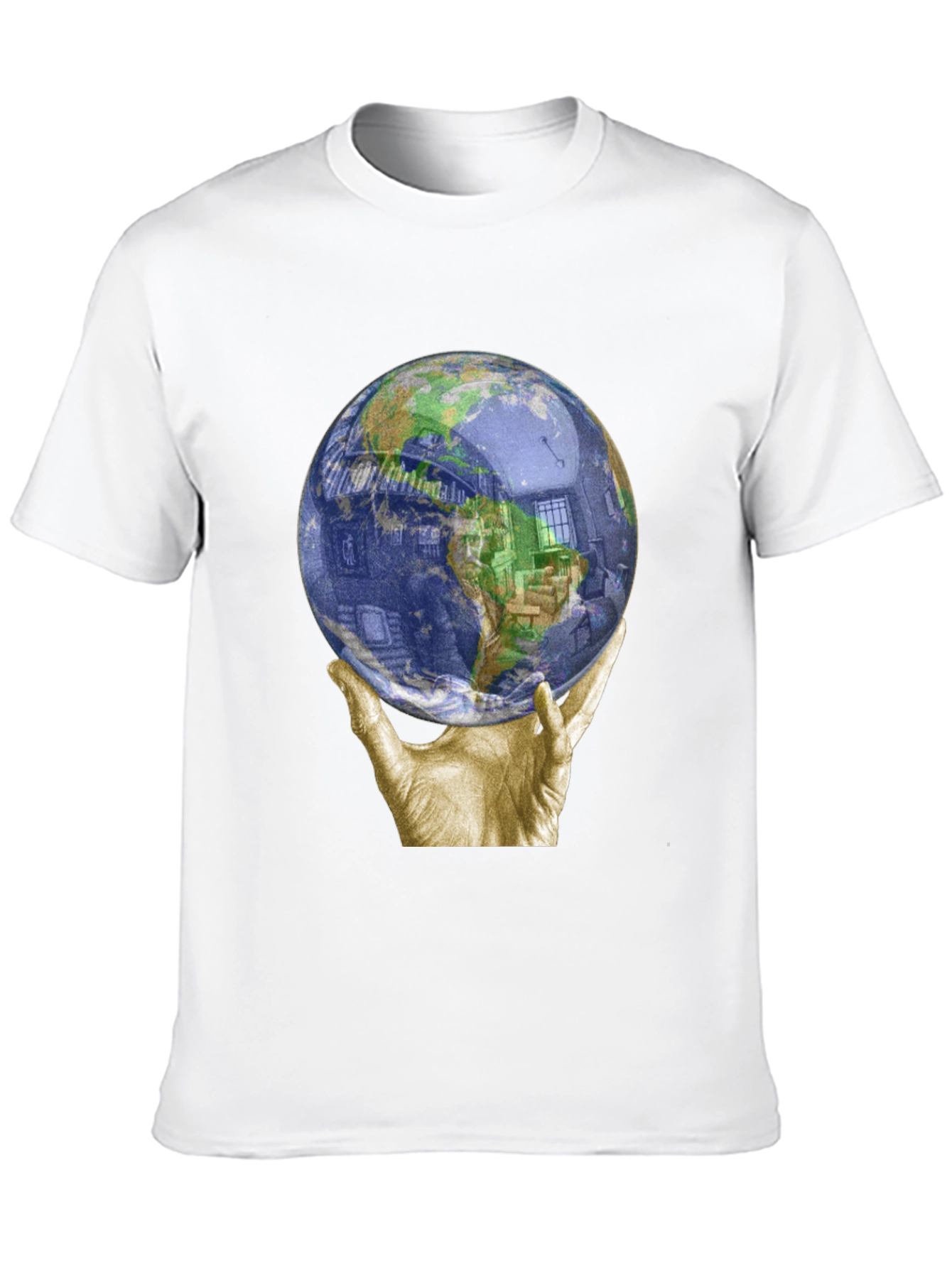Globe Held by Hands Graphic T-Shirt