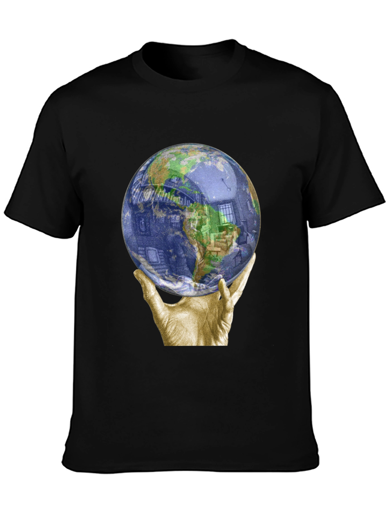Globe Held by Hands Graphic T-Shirt