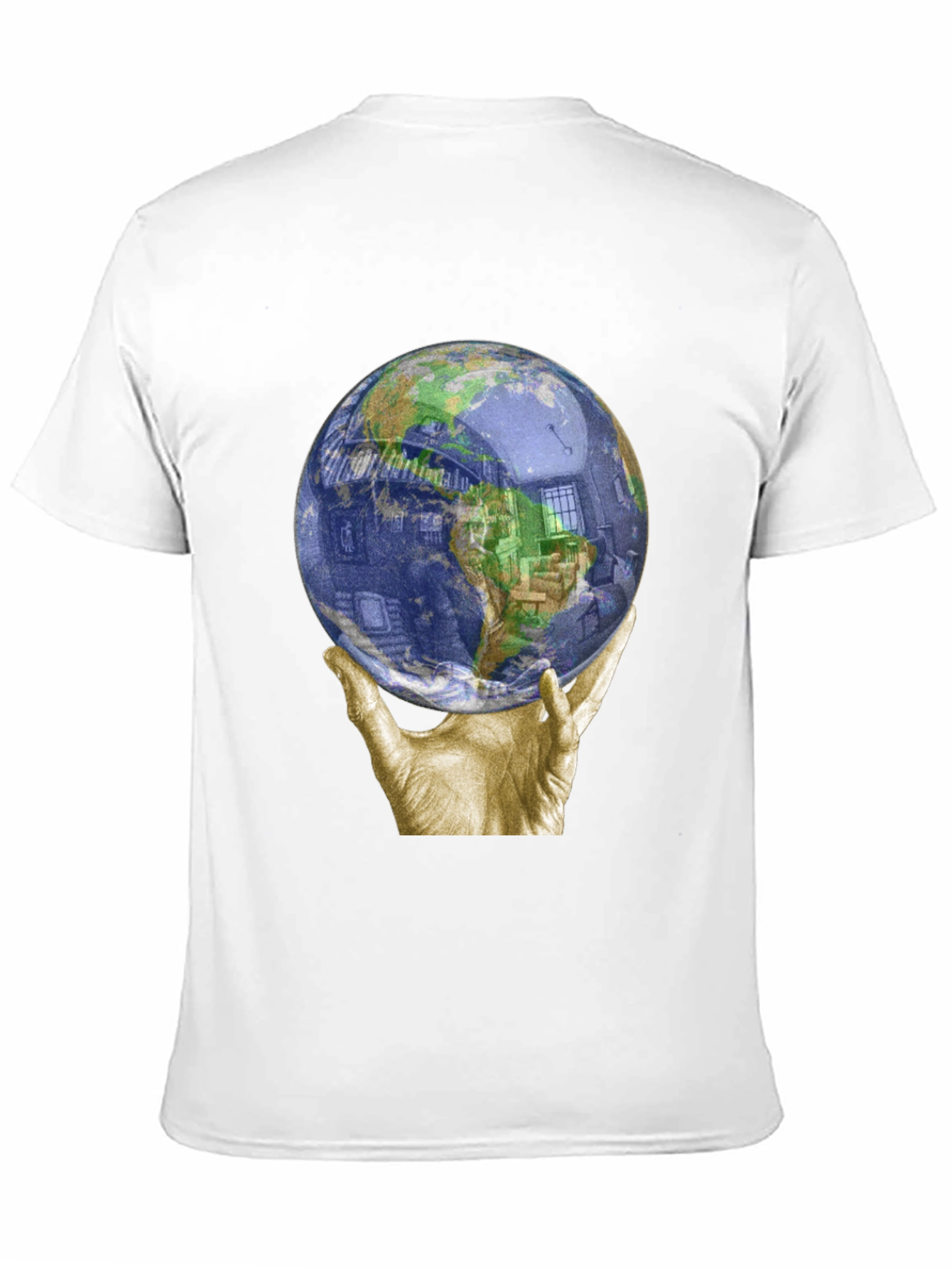 Globe Held by Hands Graphic T-Shirt