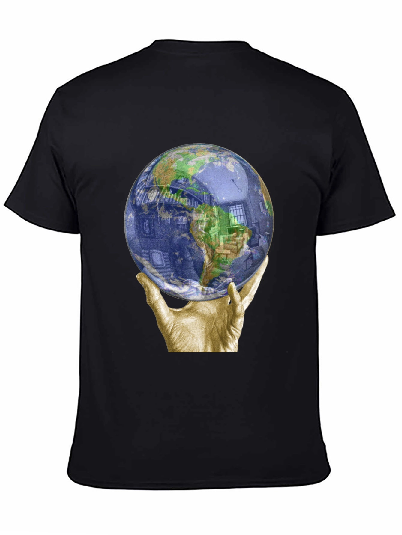 Globe Held by Hands Graphic T-Shirt
