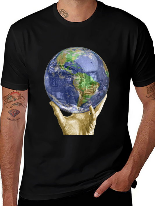 Globe Held by Hands Graphic T-Shirt