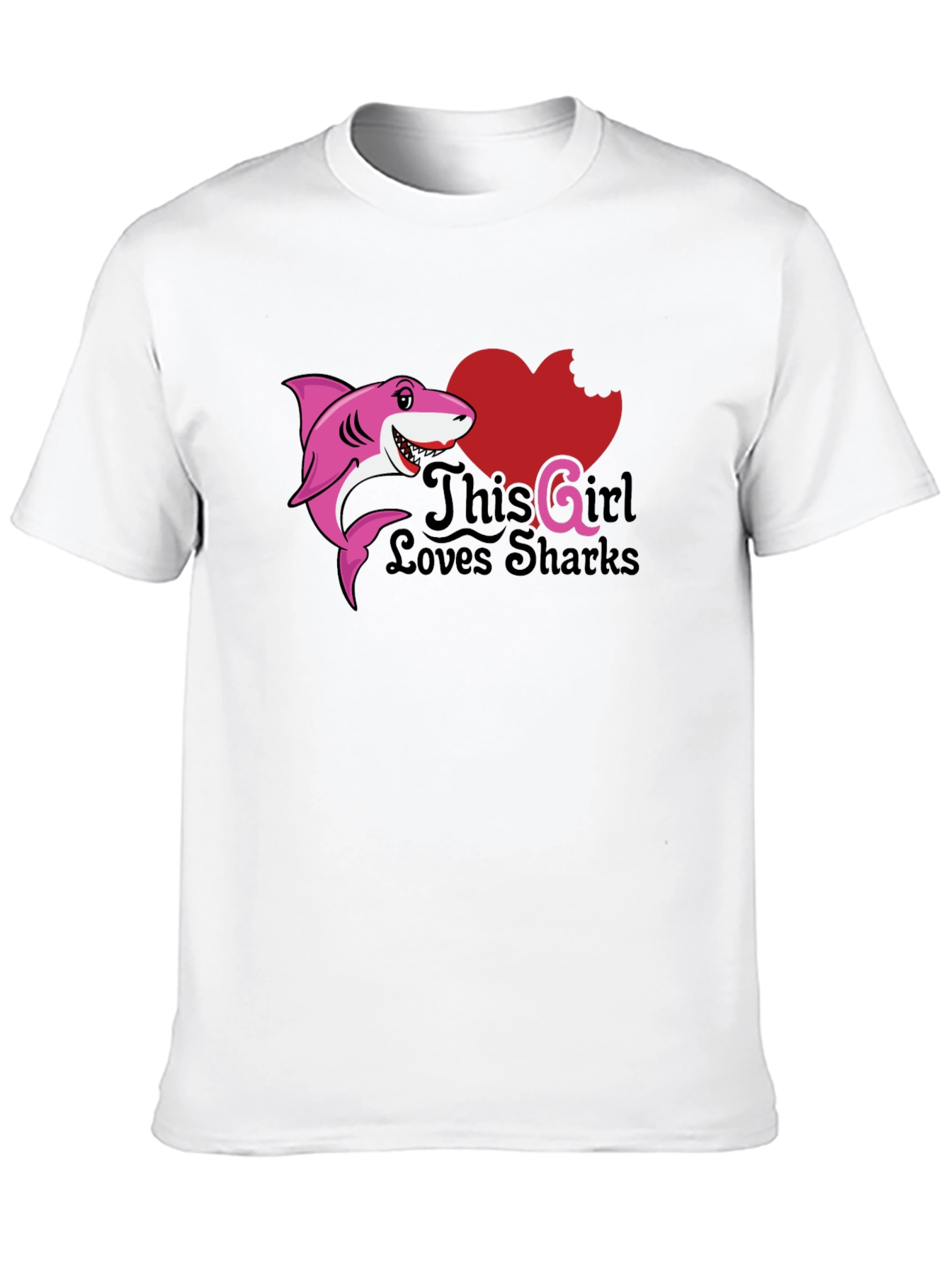 Girl Loves Sharks Graphic T-Shirt - Fun Novelty Tee