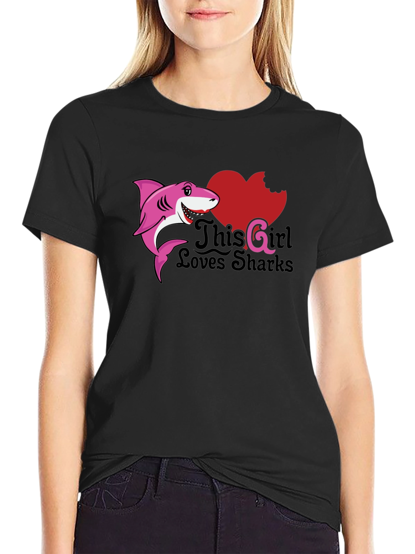 Girl Loves Sharks Graphic T-Shirt - Fun Novelty Tee