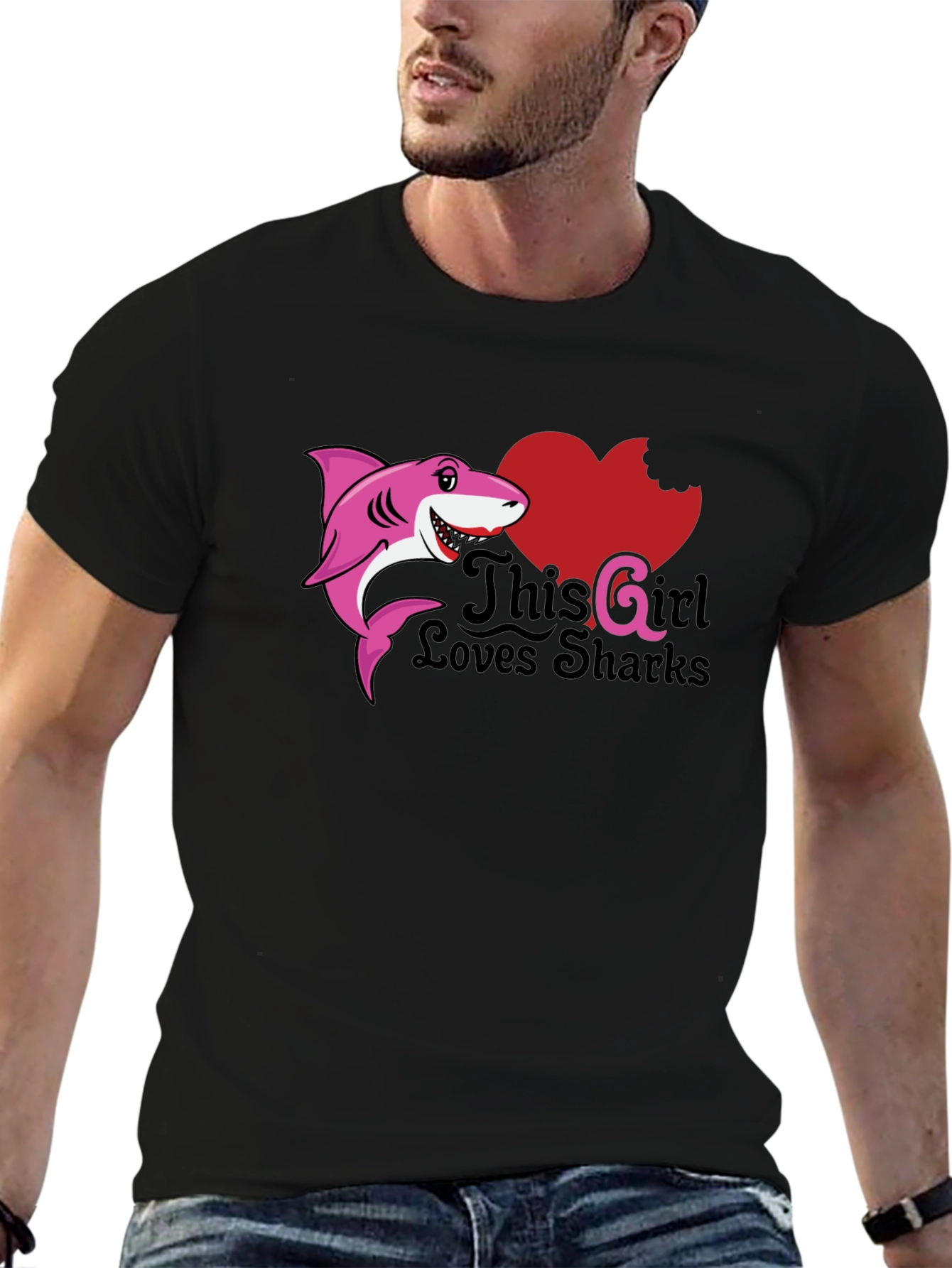 Girl Loves Sharks Graphic T-Shirt - Fun Novelty Tee