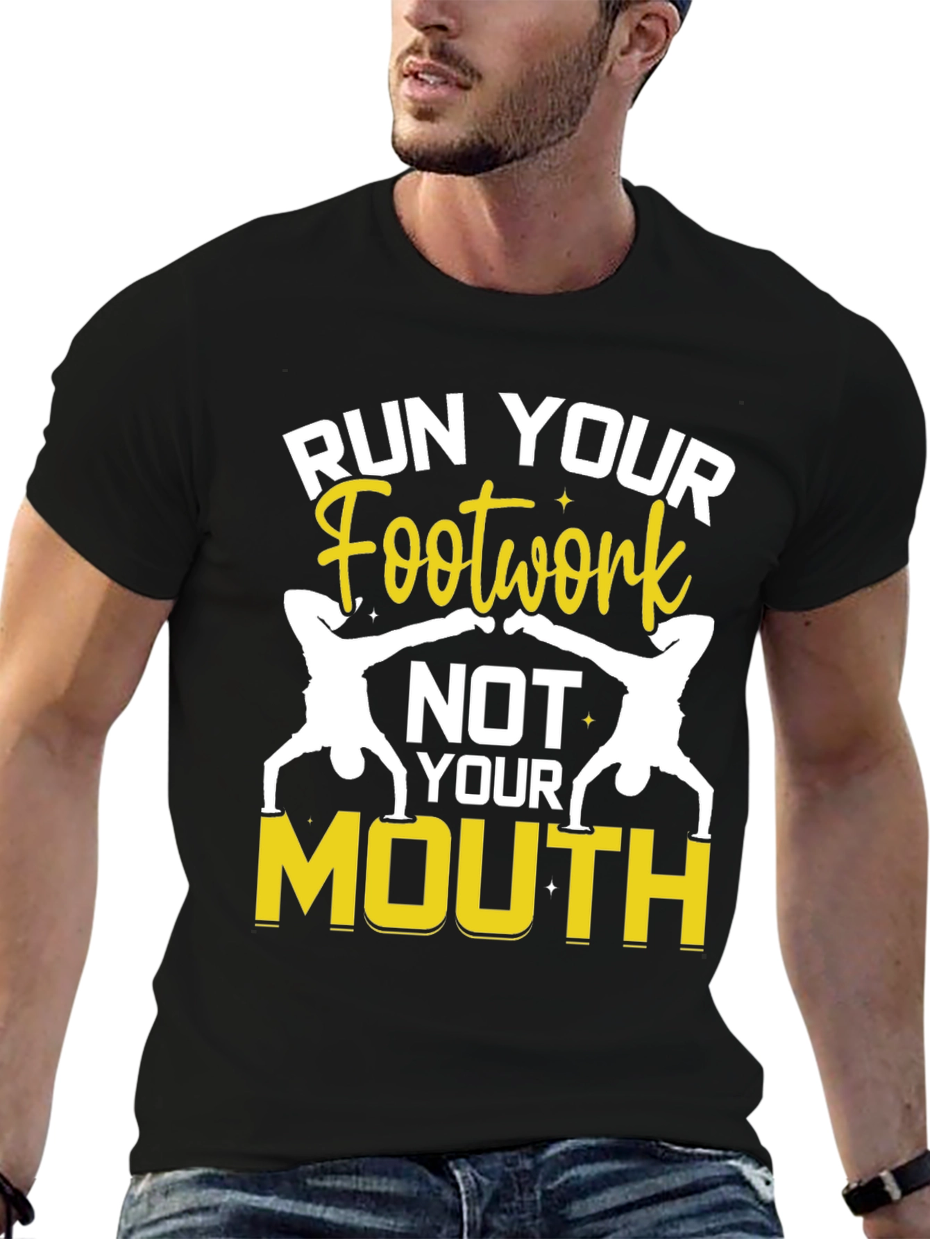 Run Your Footwork Black Graphic Tee