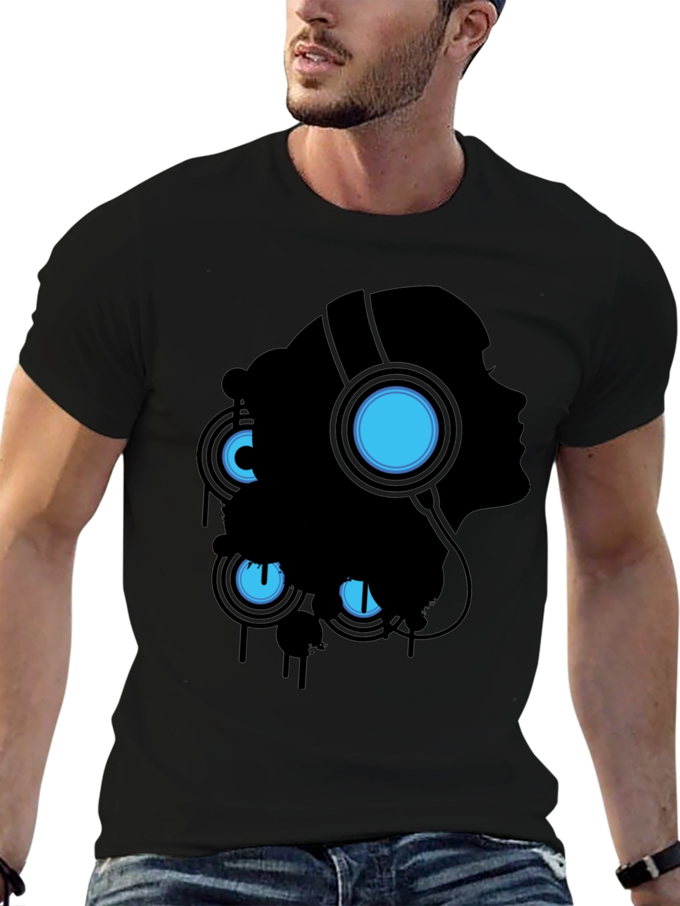 Silhouette Headphones Graphic Tee - Black