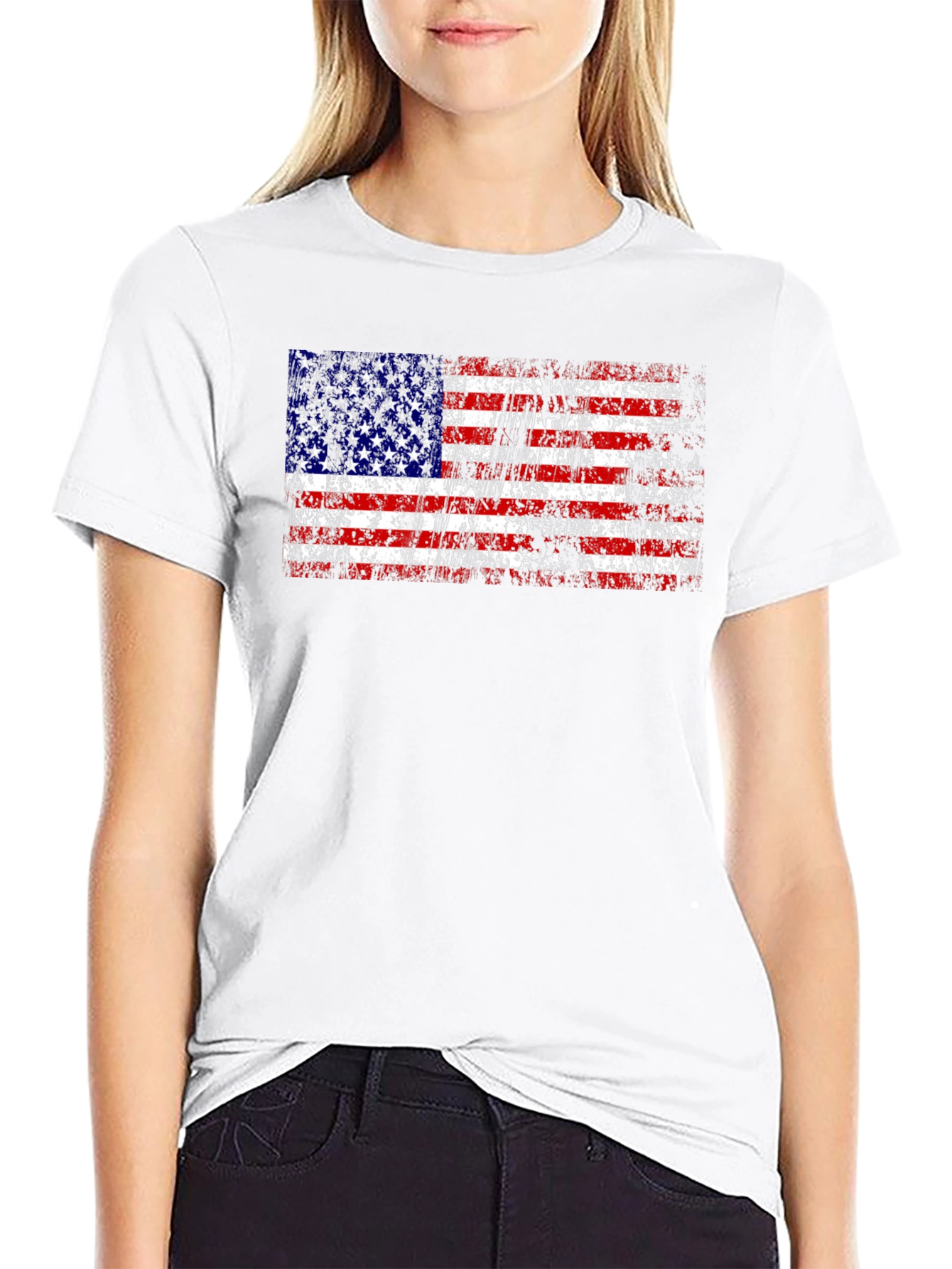 USA Flag Distressed Graphic T-Shirt