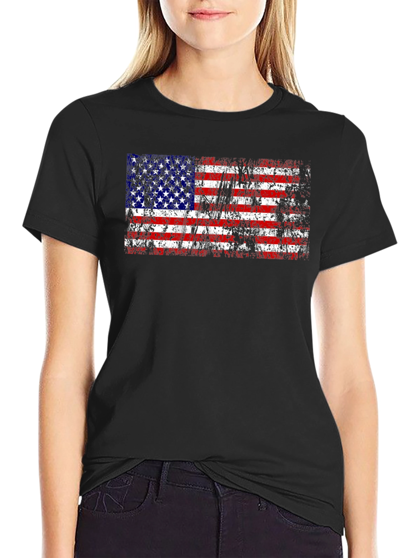 USA Flag Distressed Graphic T-Shirt