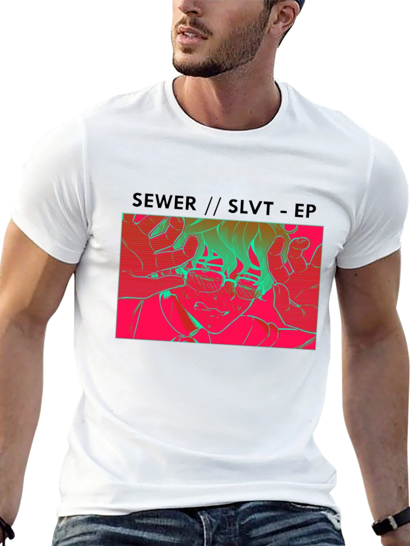 SEWER//SLVT-EP Graphic Print Black T-Shirt