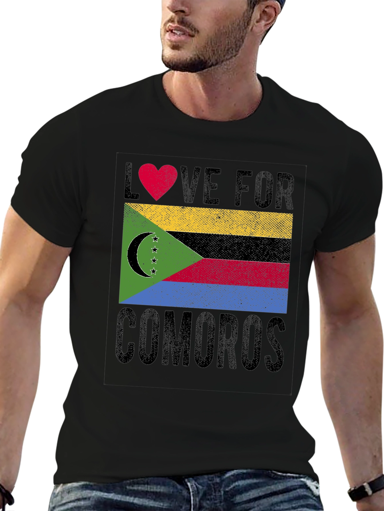 Comoros Flag Heart Love Graphic T-Shirt