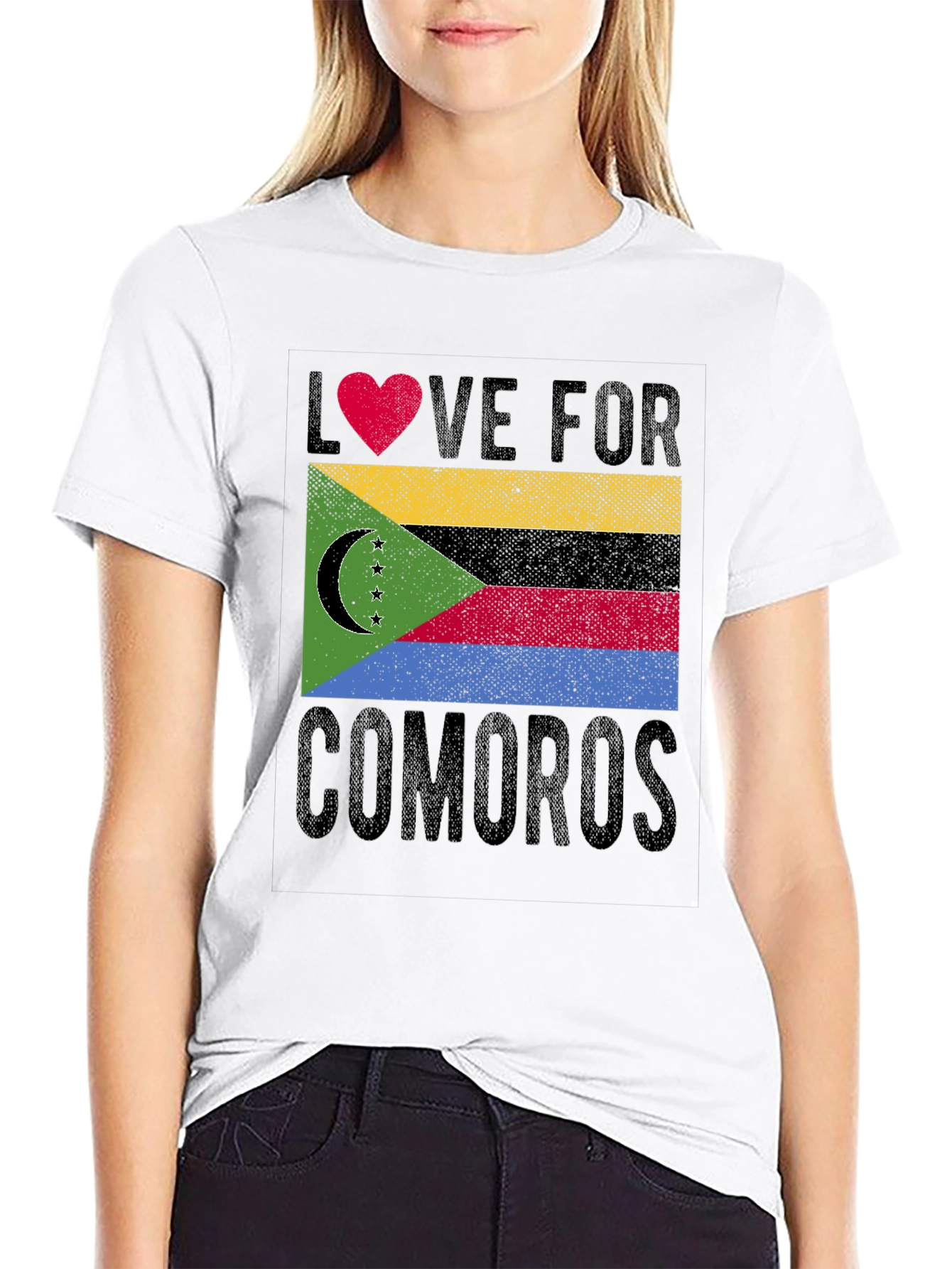 Comoros Flag Heart Love Graphic T-Shirt
