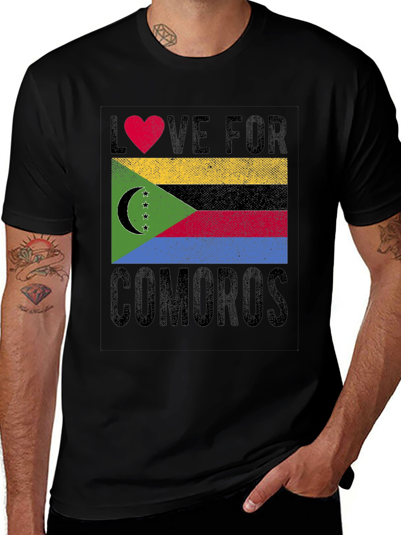 Comoros Flag Heart Love Graphic T-Shirt