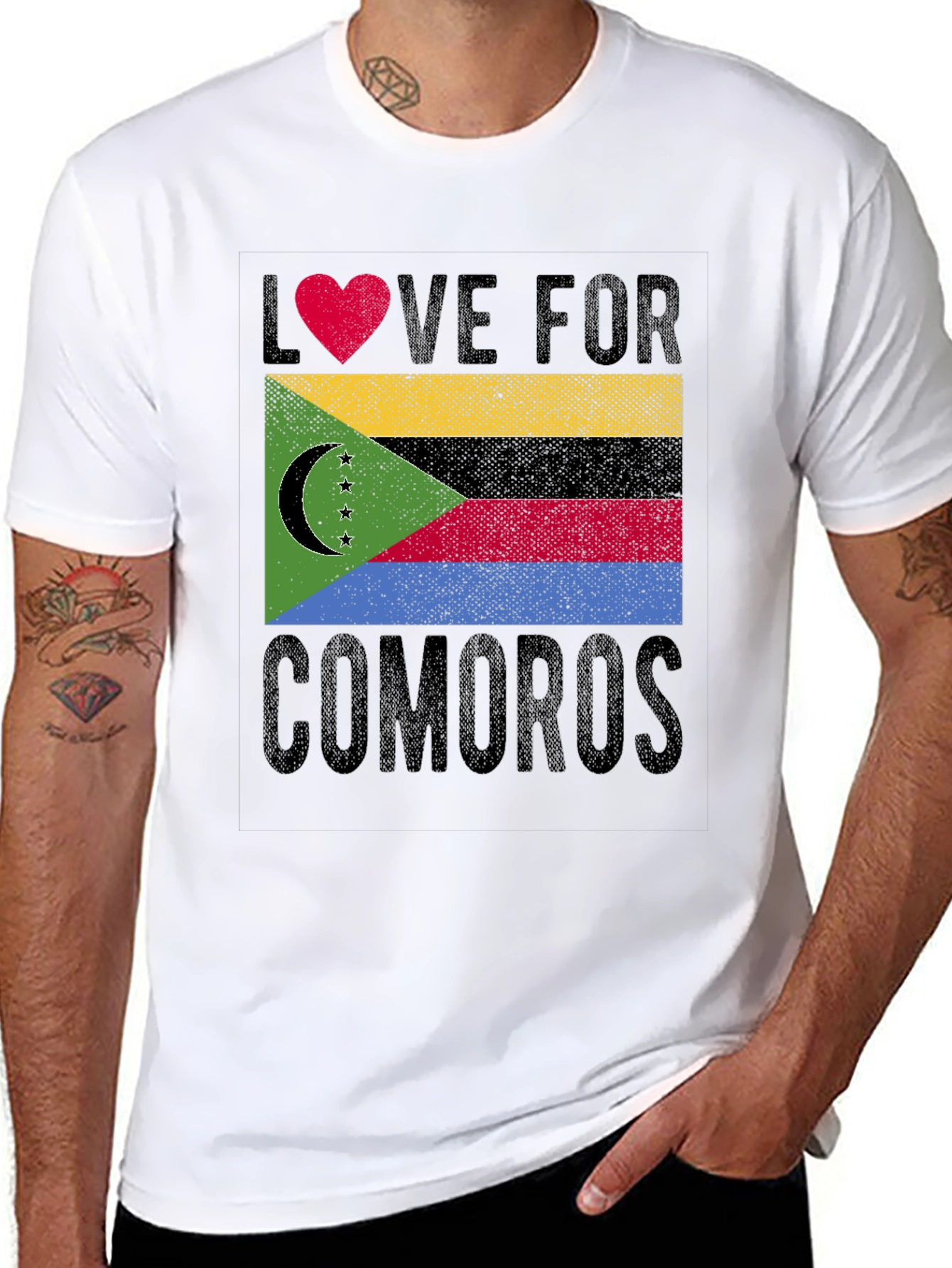 Comoros Flag Heart Love Graphic T-Shirt