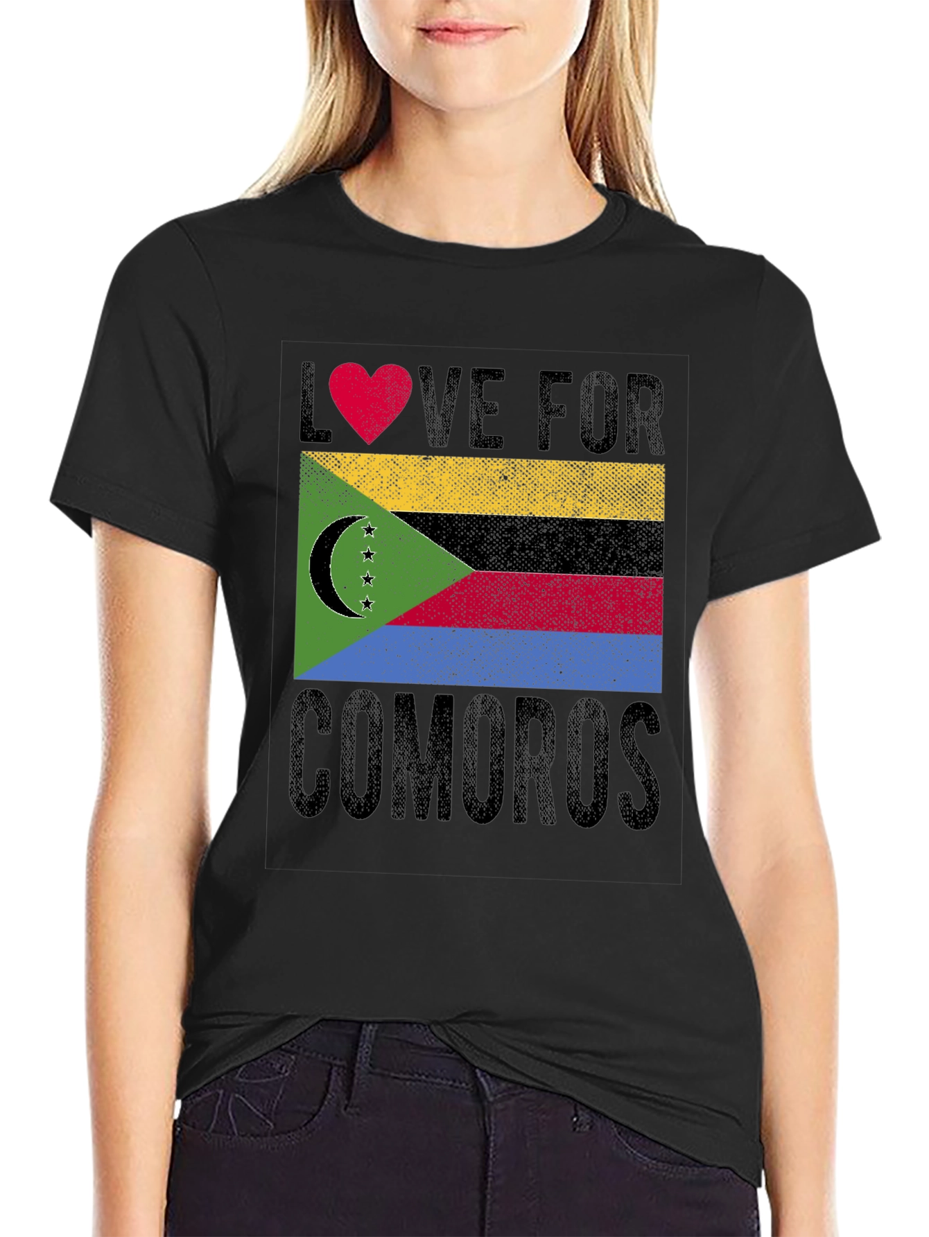 Comoros Flag Heart Love Graphic T-Shirt