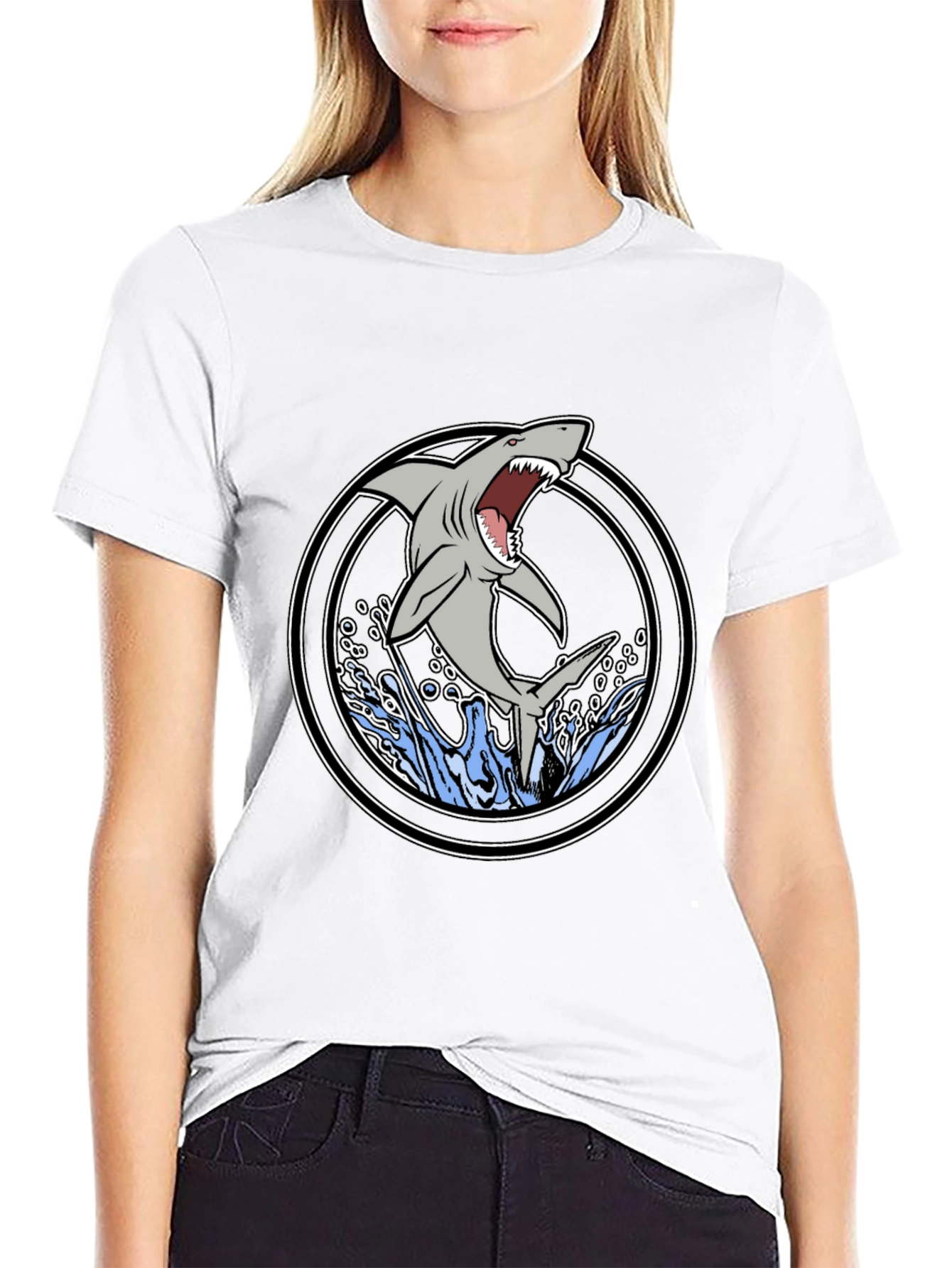 Shark Attack Graphic Tee - Black Cotton