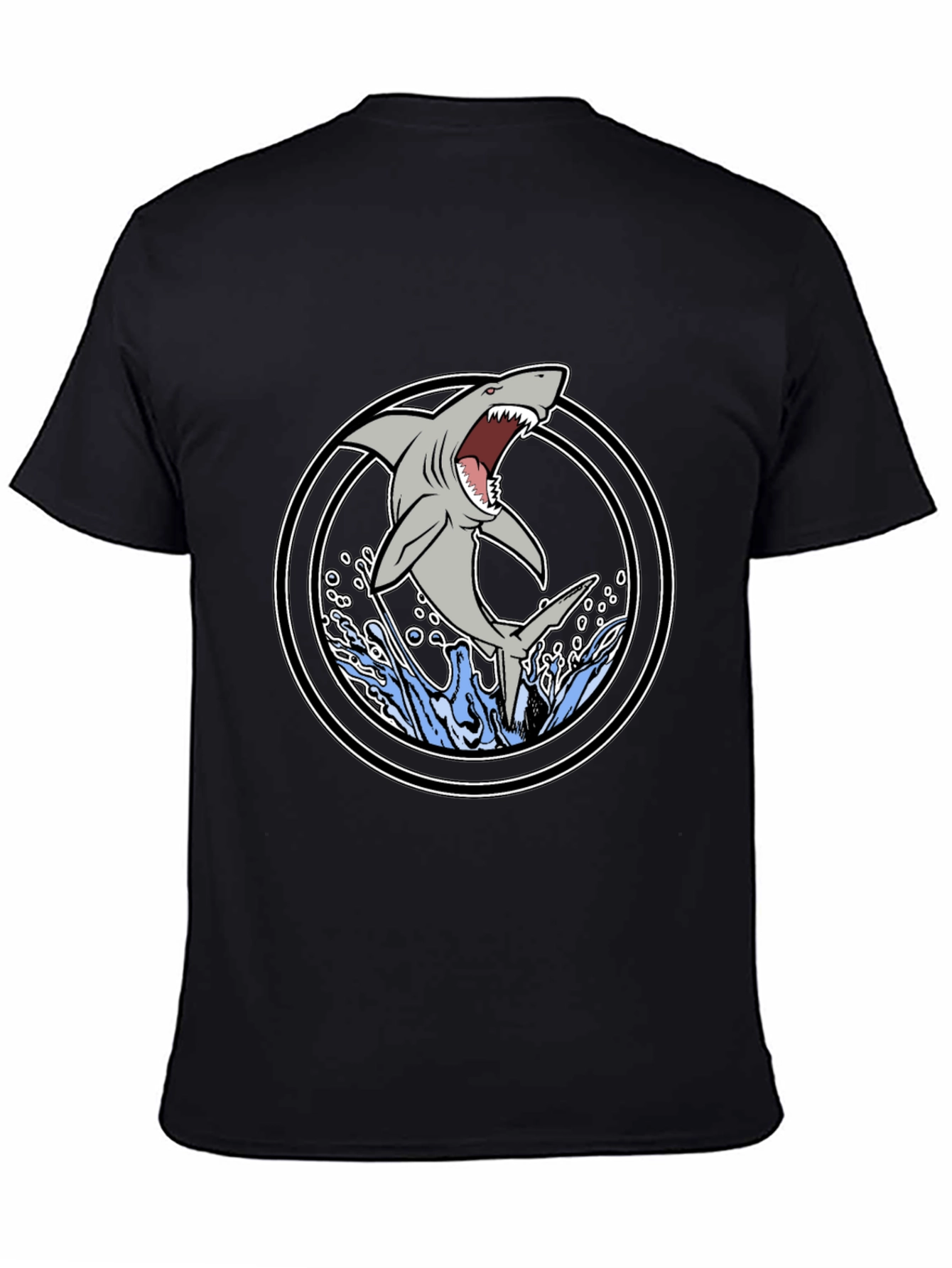 Shark Attack Graphic Tee - Black Cotton