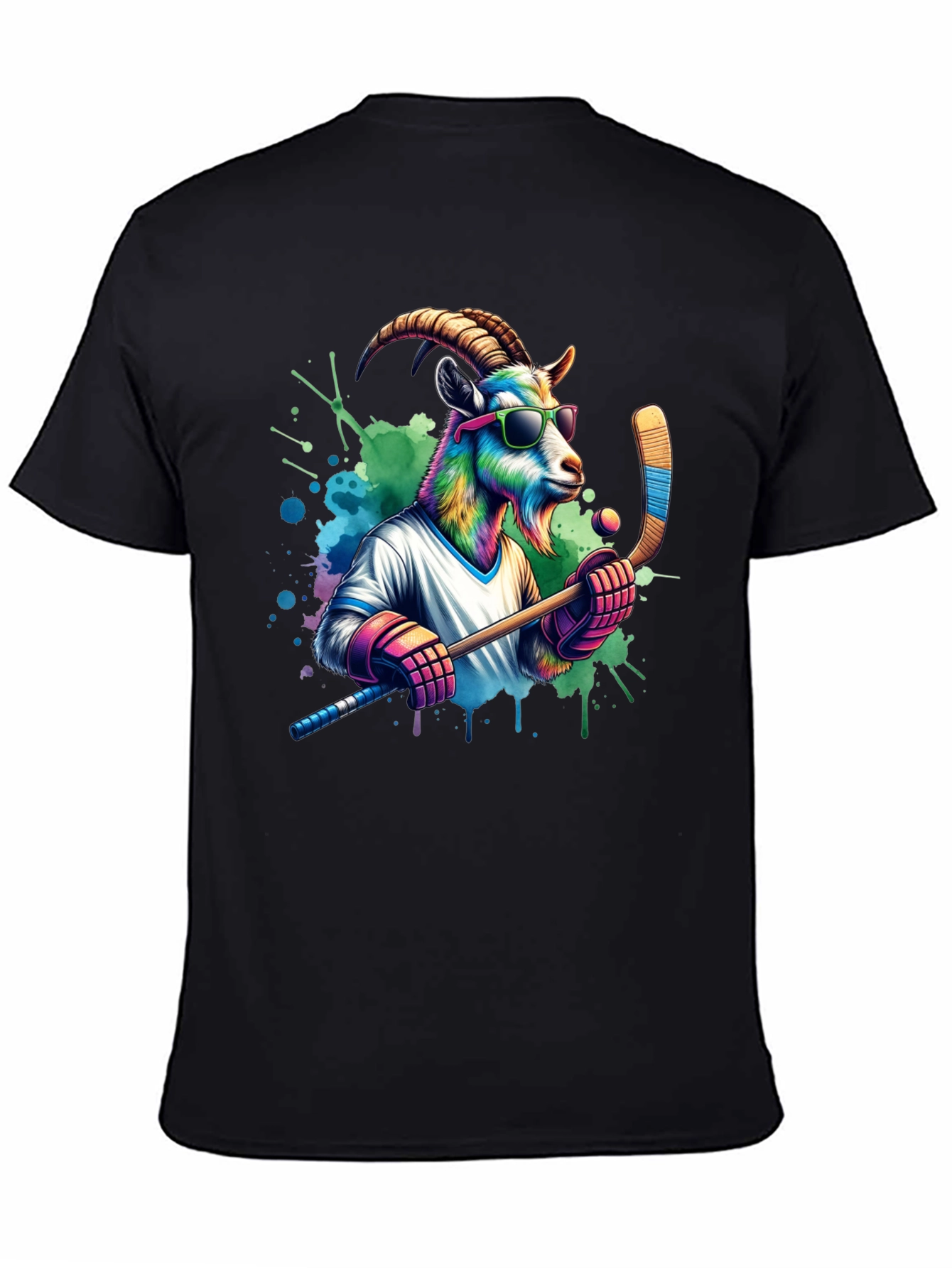 Cool Goat Hockey Player Graphic Tee