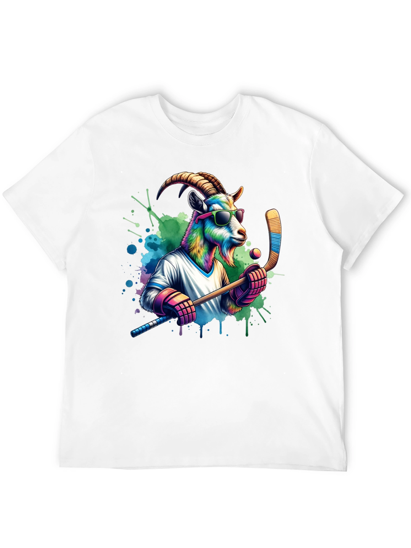 Cool Goat Hockey Player Graphic Tee