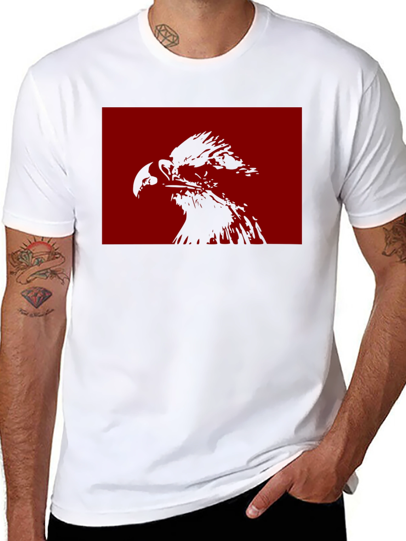 Eagle Graphic Tee - Black Cotton Blend Casual Wear