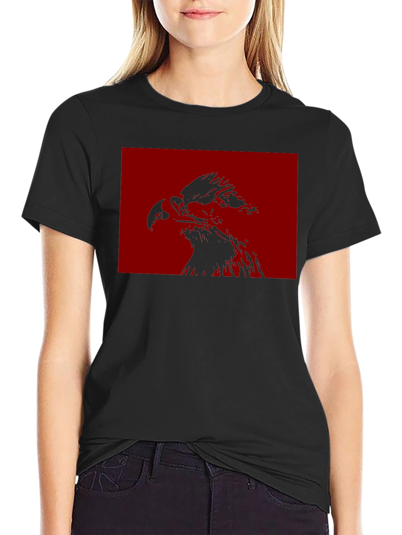 Eagle Graphic Tee - Black Cotton Blend Casual Wear