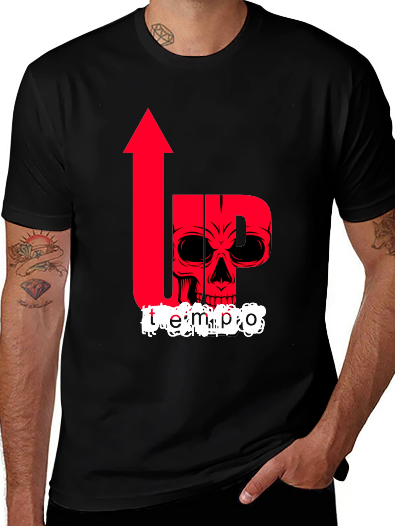 Up Tempo Graphic Print Mens Black T-Shirt