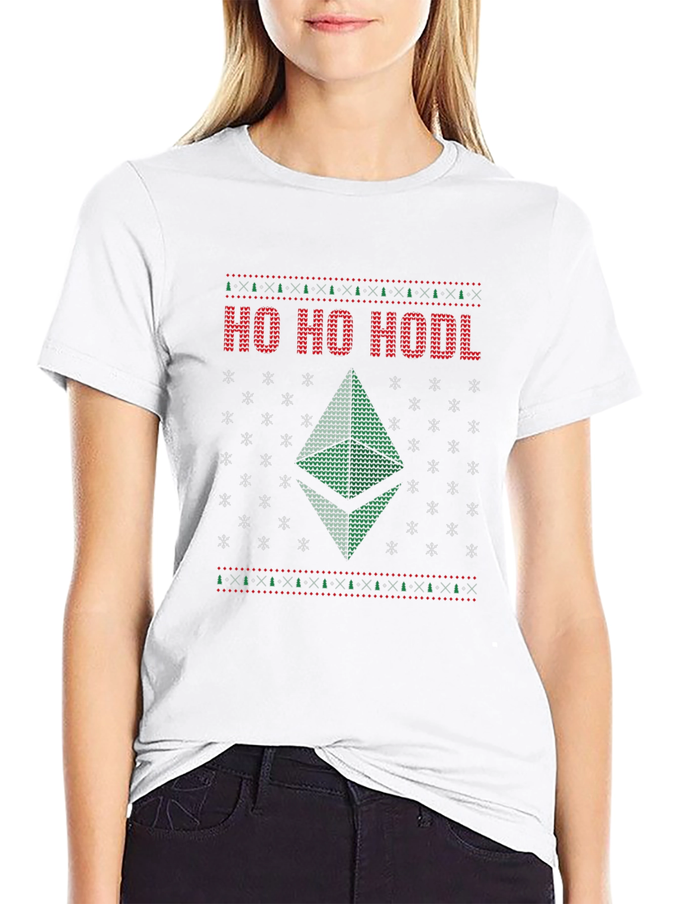 Ho Ho HODL Christmas Ethereum Ugly Sweater T-Shirt