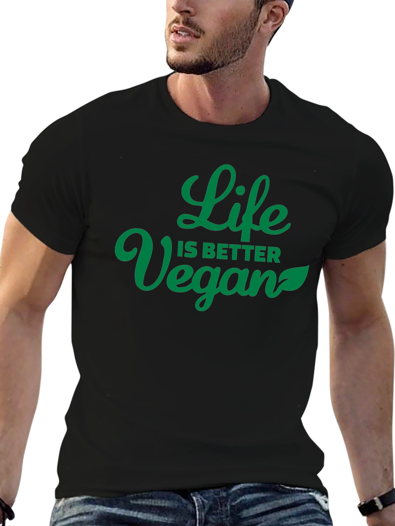 Vegan Life T-Shirt - Black Casual Tee