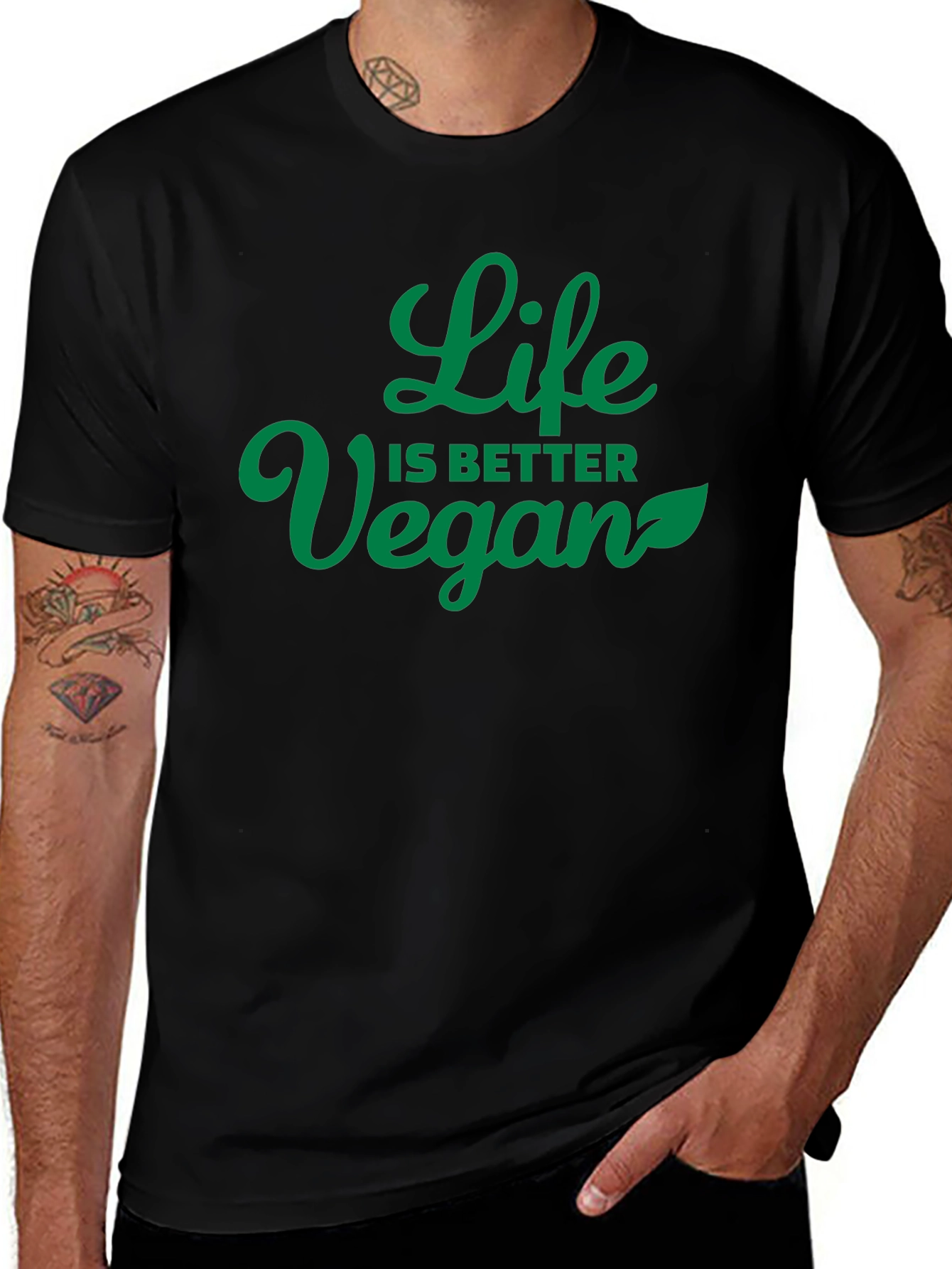 Vegan Life T-Shirt - Black Casual Tee