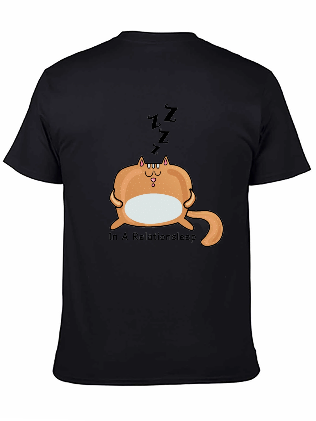 Relaxed Relationsleep Cat Graphic Tee - Unisex Black Shirt