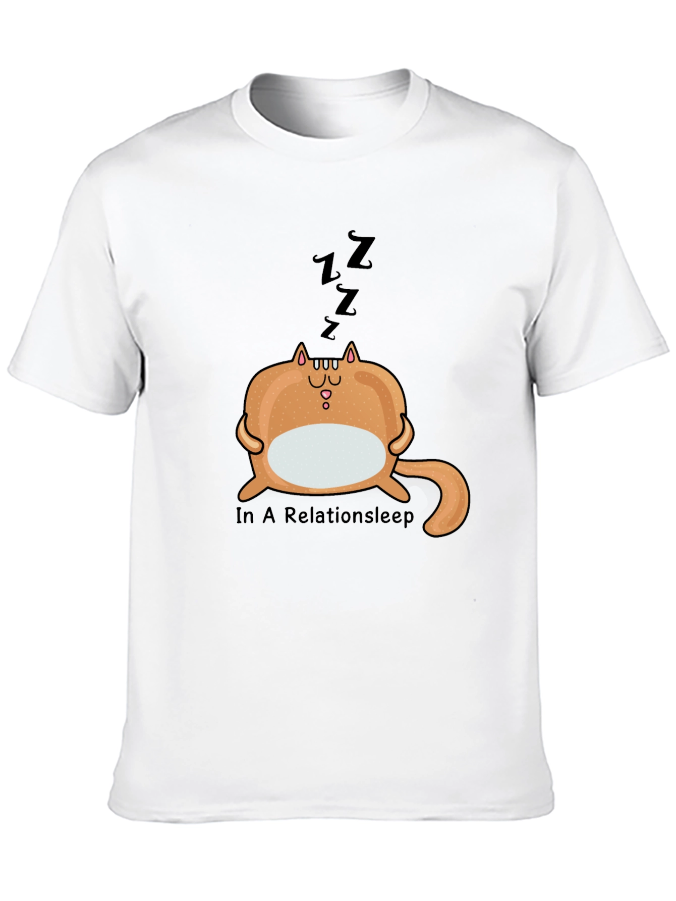 Relaxed Relationsleep Cat Graphic Tee - Unisex Black Shirt