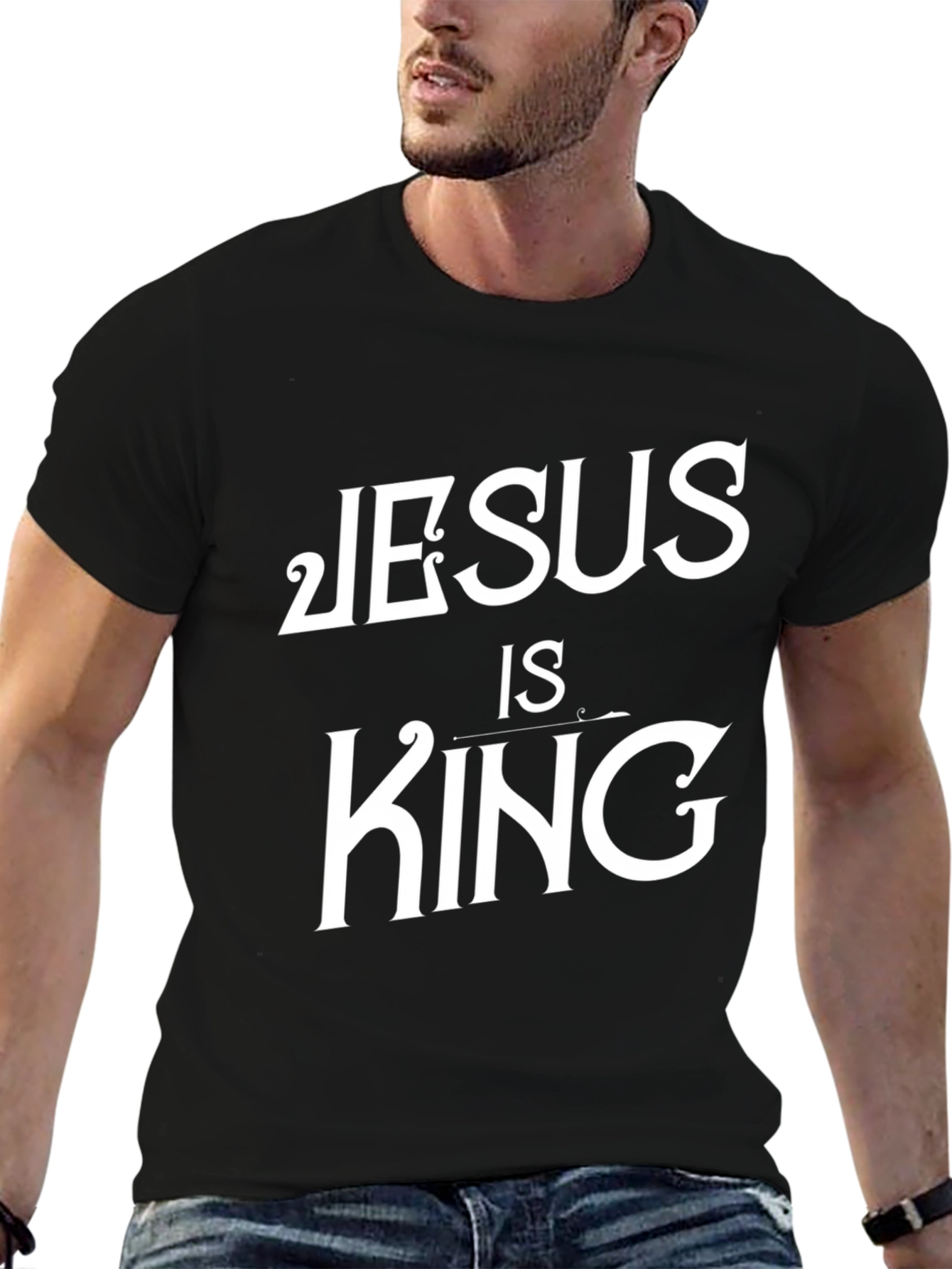 Jesus is King Graphic Tee - Black Cotton T-Shirt